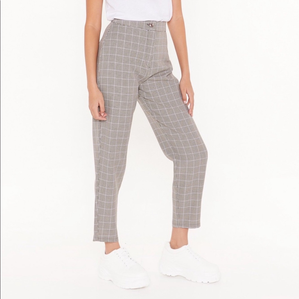 High-waisted Check Print Pants - Picture 2 of 4